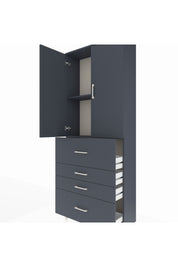 Arges Dolap 2 Raflı 4 Çekmeceli 2 Kapaklı 88x30x221 Antrasit-Antrasit
