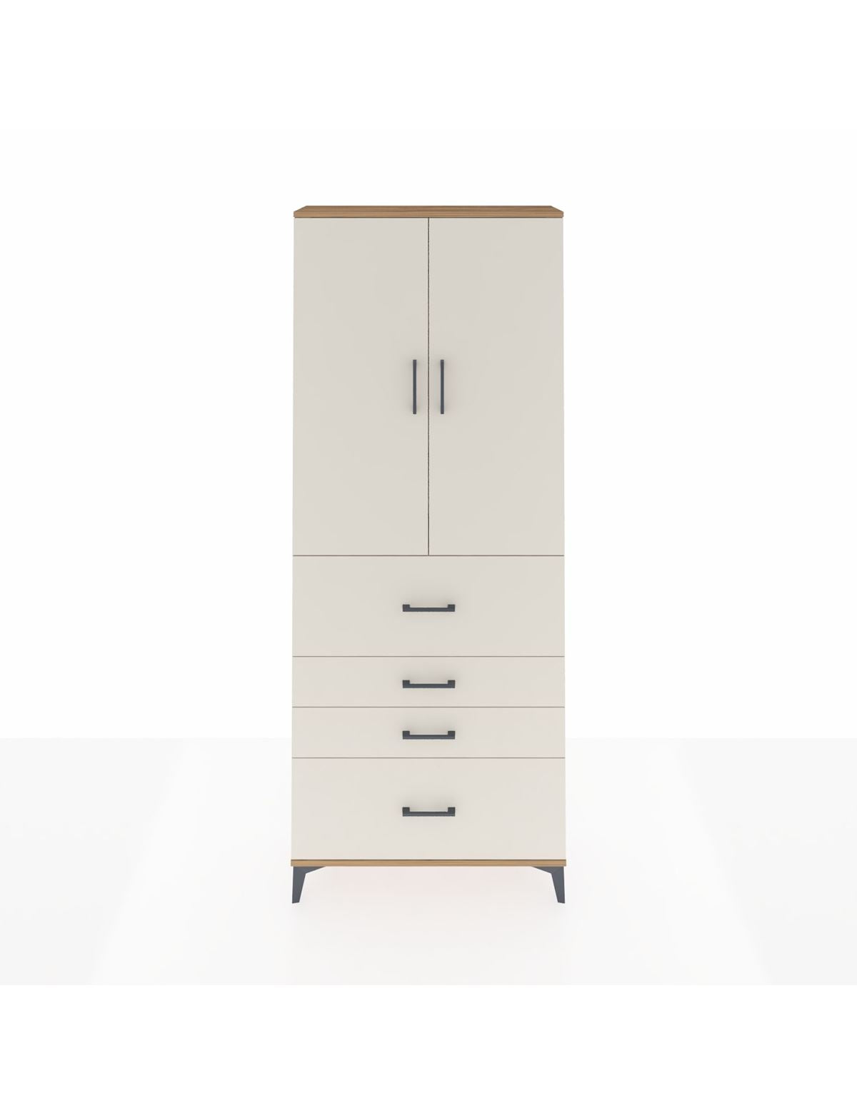 Arges Dolap 2 Raflı 4 Çekmeceli 2 Kapaklı 88x30x221 Çam-Aytaşı