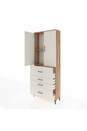 Arges Dolap 2 Raflı 4 Çekmeceli 2 Kapaklı 88x30x221 Çam-Aytaşı