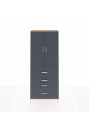 Arges Dolap 2 Raflı 4 Çekmeceli 2 Kapaklı 88x30x221 Çam-Antrasit