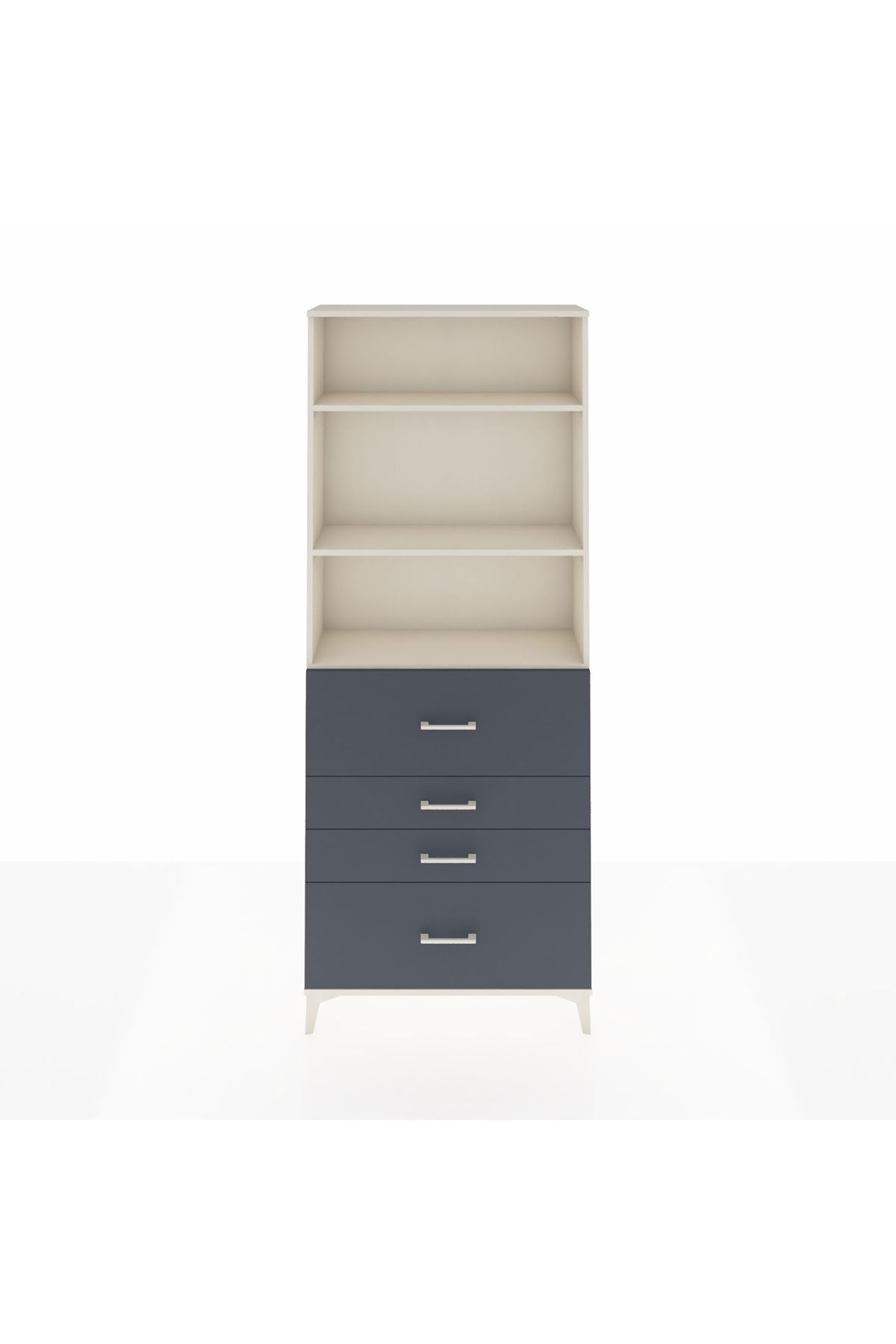 Arges Dolap 3 Raflı 4 Çekmeceli 88x30x221 Aytaşı-Antrasit