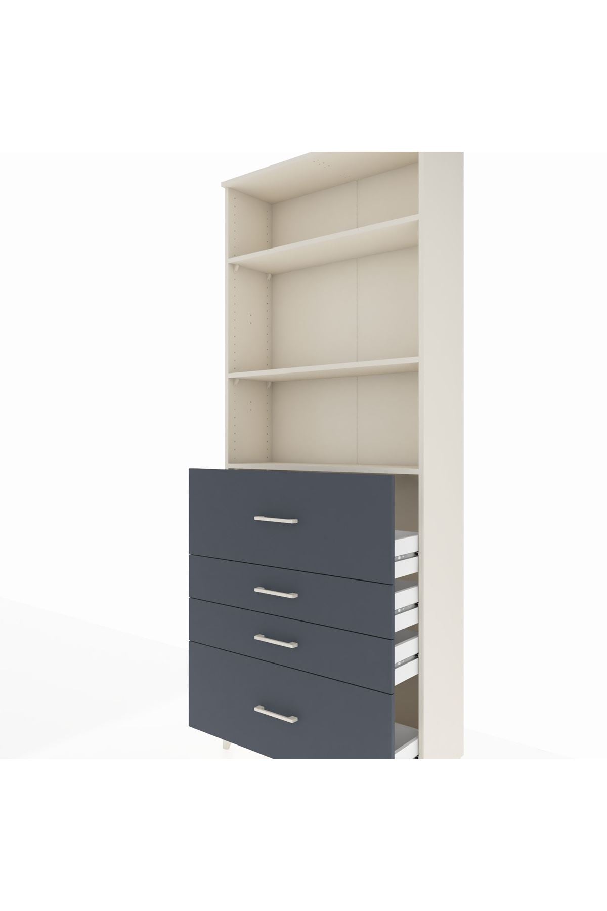 Arges Dolap 3 Raflı 4 Çekmeceli 88x30x221 Aytaşı-Antrasit