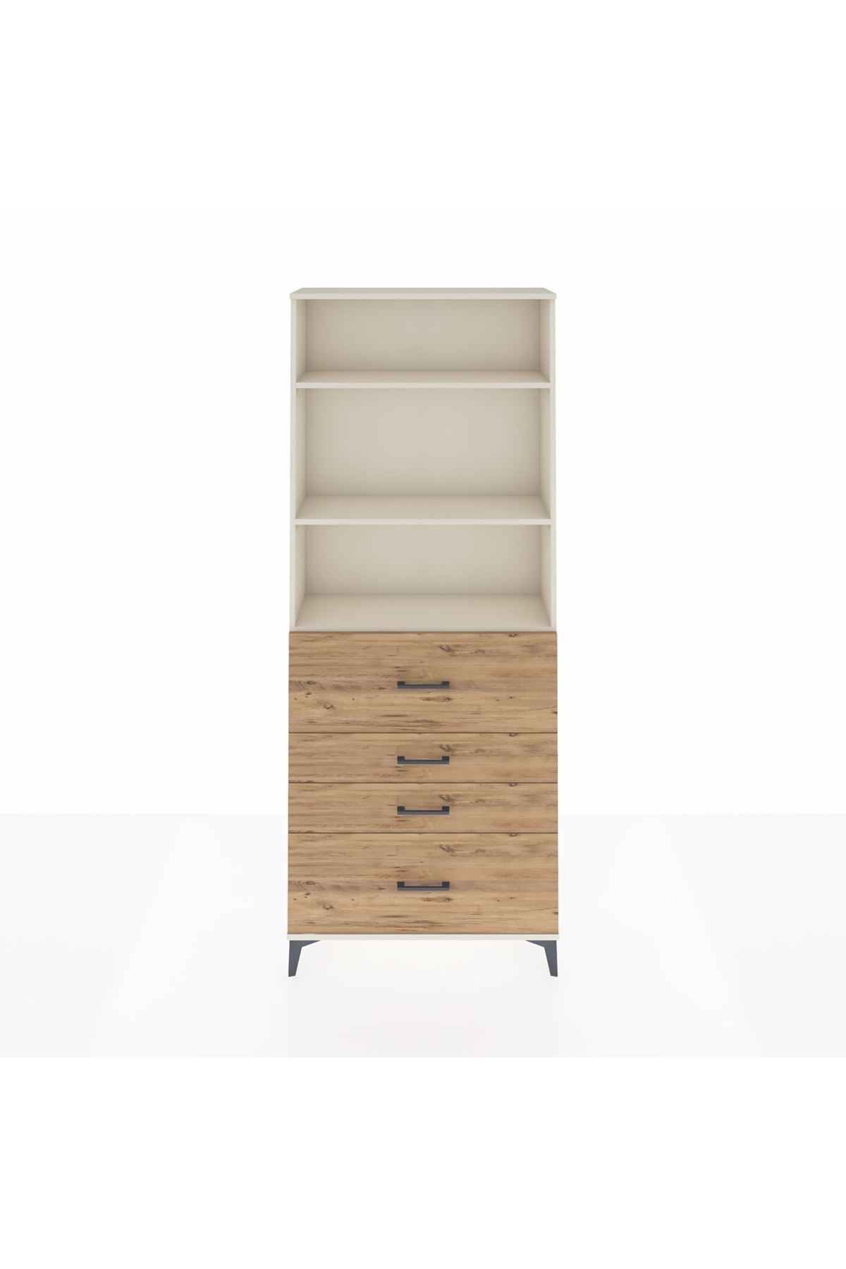 Arges Dolap 3 Raflı 4 Çekmeceli 88x30x221 Aytaşı-Çam