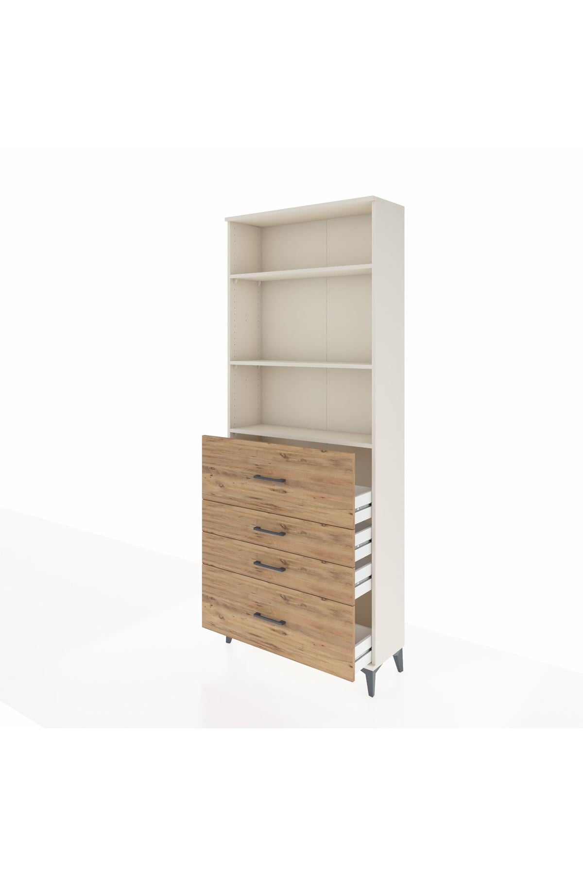 Arges Dolap 3 Raflı 4 Çekmeceli 88x30x221 Aytaşı-Çam