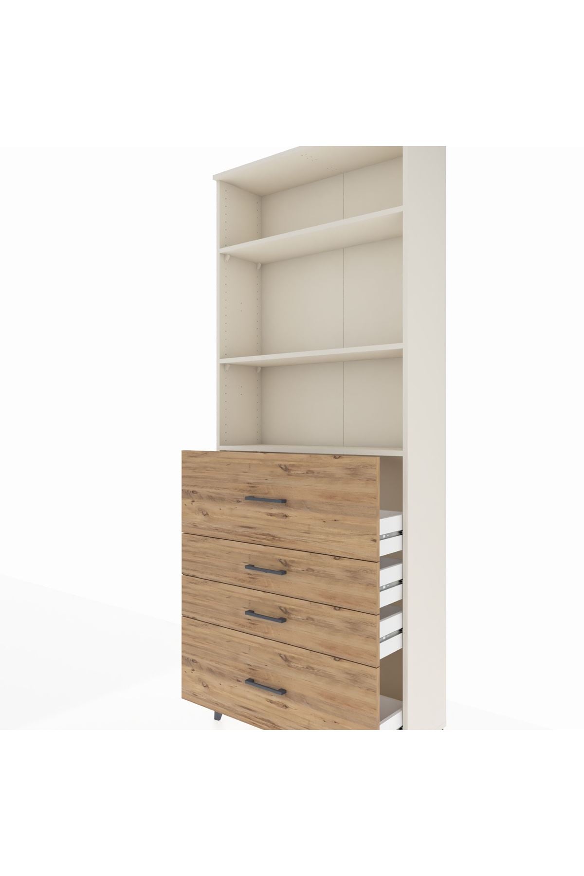 Arges Dolap 3 Raflı 4 Çekmeceli 88x30x221 Aytaşı-Çam