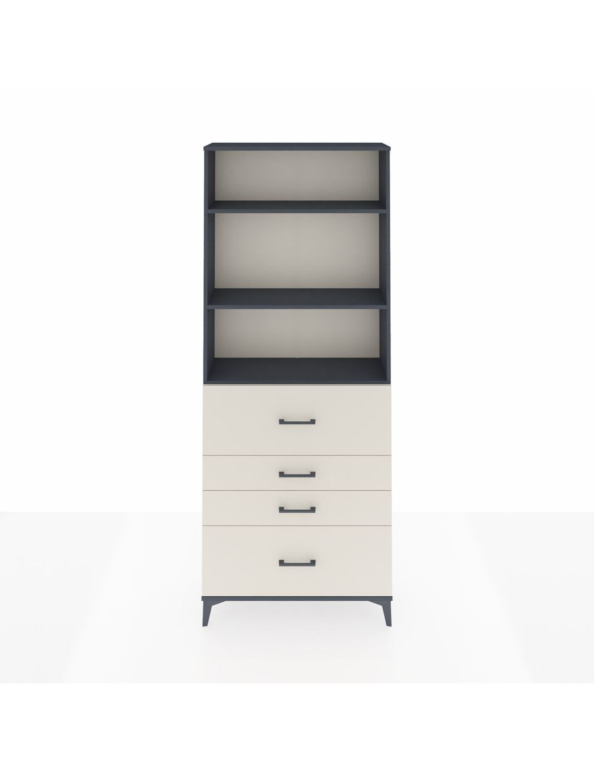 Arges Dolap 3 Raflı 4 Çekmeceli 88x30x221 Antrasit-Aytaşı