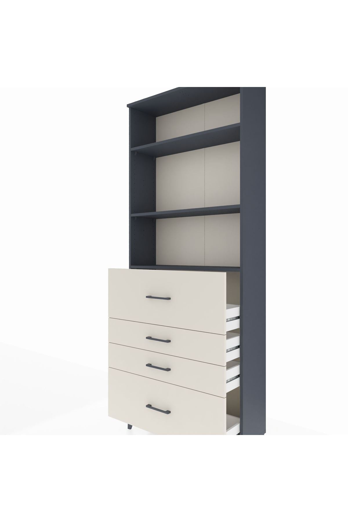 Arges Dolap 3 Raflı 4 Çekmeceli 88x30x221 Antrasit-Aytaşı