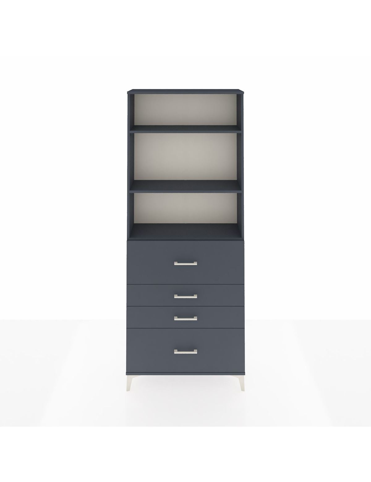 Arges Dolap 3 Raflı 4 Çekmeceli 88x30x221 Antrasit-Antrasit