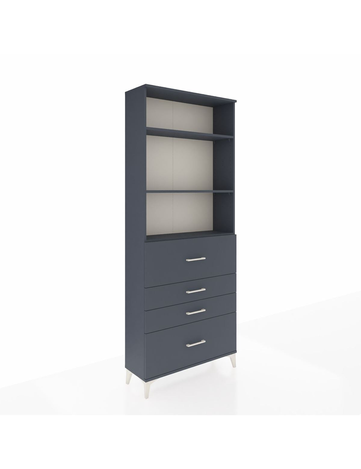 Arges Dolap 3 Raflı 4 Çekmeceli 88x30x221 Antrasit-Antrasit