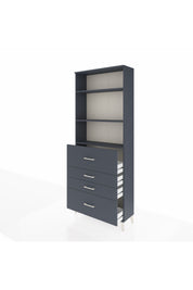 Arges Dolap 3 Raflı 4 Çekmeceli 88x30x221 Antrasit-Antrasit