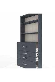 Arges Dolap 3 Raflı 4 Çekmeceli 88x30x221 Antrasit-Antrasit