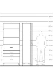 Arges Dolap 3 Raflı 4 Çekmeceli 88x30x221 Antrasit-Antrasit