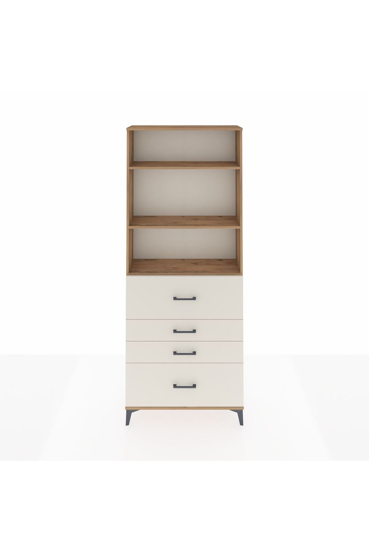 Arges Dolap 3 Raflı 4 Çekmeceli 88x30x221 Çam-Aytaşı