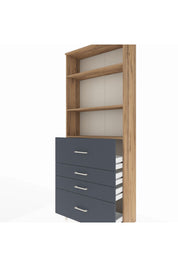 Arges Dolap 3 Raflı 4 Çekmeceli 88x30x221 Çam-Antrasit