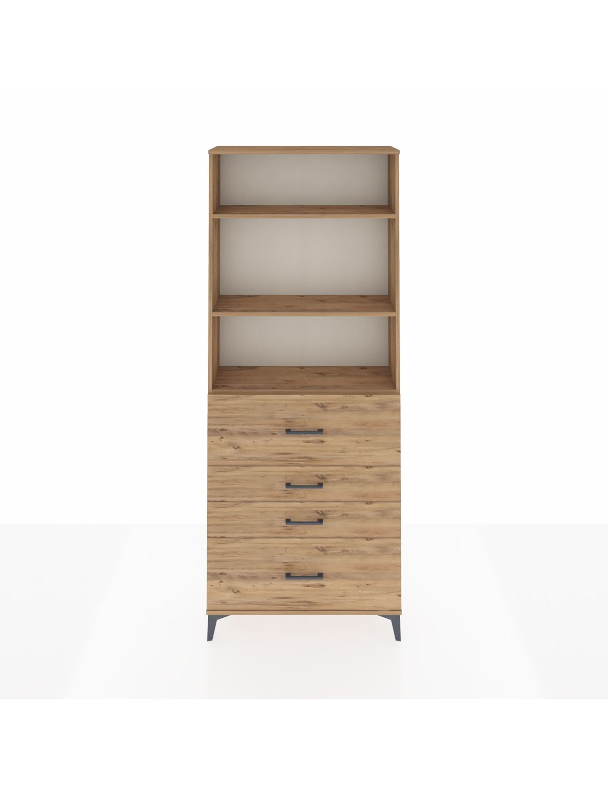 Arges Dolap 3 Raflı 4 Çekmeceli 88x30x221 Çam-Çam