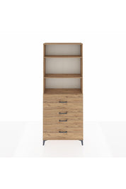 Arges Dolap 3 Raflı 4 Çekmeceli 88x30x221 Çam-Çam