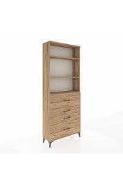 Arges Dolap 3 Raflı 4 Çekmeceli 88x30x221 Çam-Çam