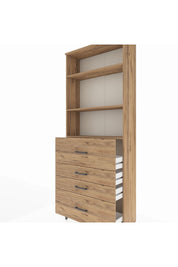 Arges Dolap 3 Raflı 4 Çekmeceli 88x30x221 Çam-Çam