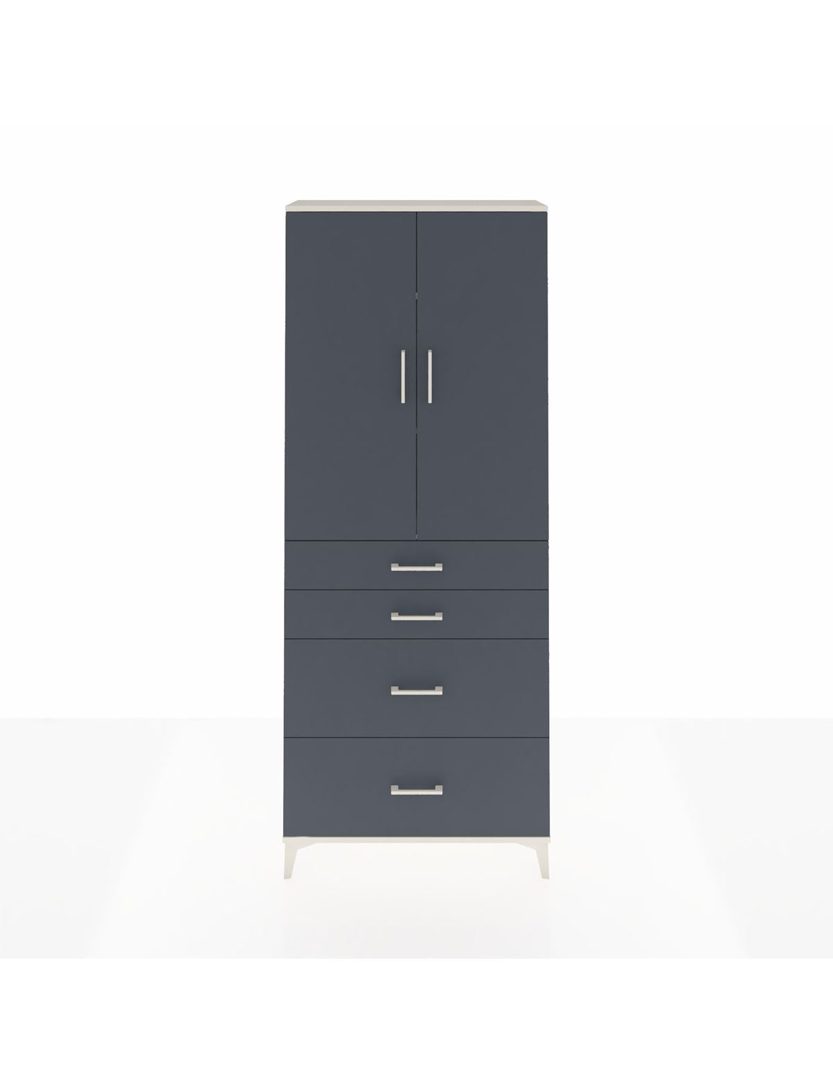 Arges Dolap 3 Raflı 4 Çekmeceli 2 Kapaklı 88x30x221 Aytaşı-Antrasit