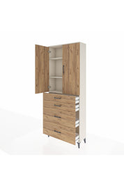 Arges Dolap 3 Raflı 4 Çekmeceli 2 Kapaklı 88x30x221 Aytaşı-Çam