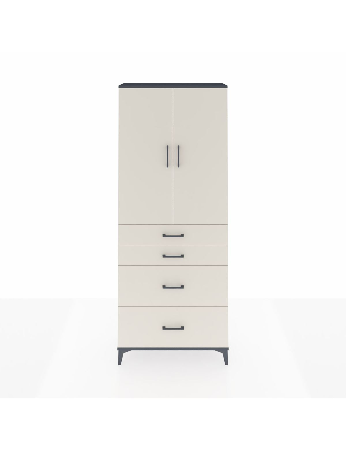 Arges Dolap 3 Raflı 4 Çekmeceli 2 Kapaklı 88x30x221 Antrasit-Aytaşı