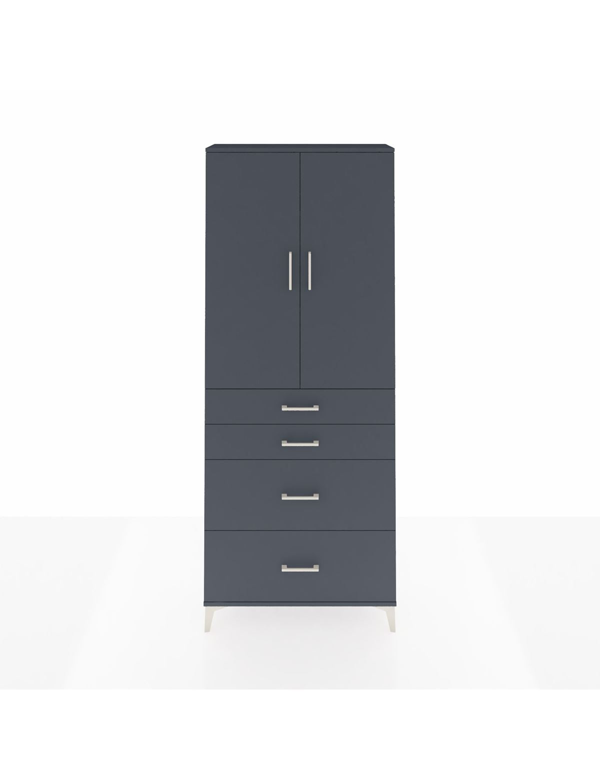 Arges Dolap 3 Raflı 4 Çekmeceli 2 Kapaklı 88x30x221 Antrasit-Antrasit