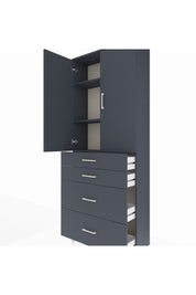 Arges Dolap 3 Raflı 4 Çekmeceli 2 Kapaklı 88x30x221 Antrasit-Antrasit