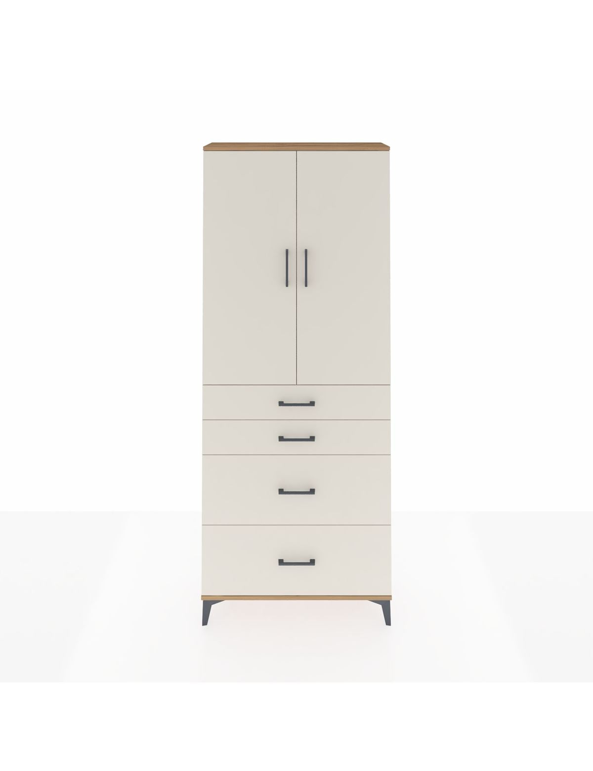 Arges Dolap 3 Raflı 4 Çekmeceli 2 Kapaklı 88x30x221 Çam-Aytaşı