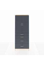 Arges Dolap 3 Raflı 4 Çekmeceli 2 Kapaklı 88x30x221 Çam-Antrasit