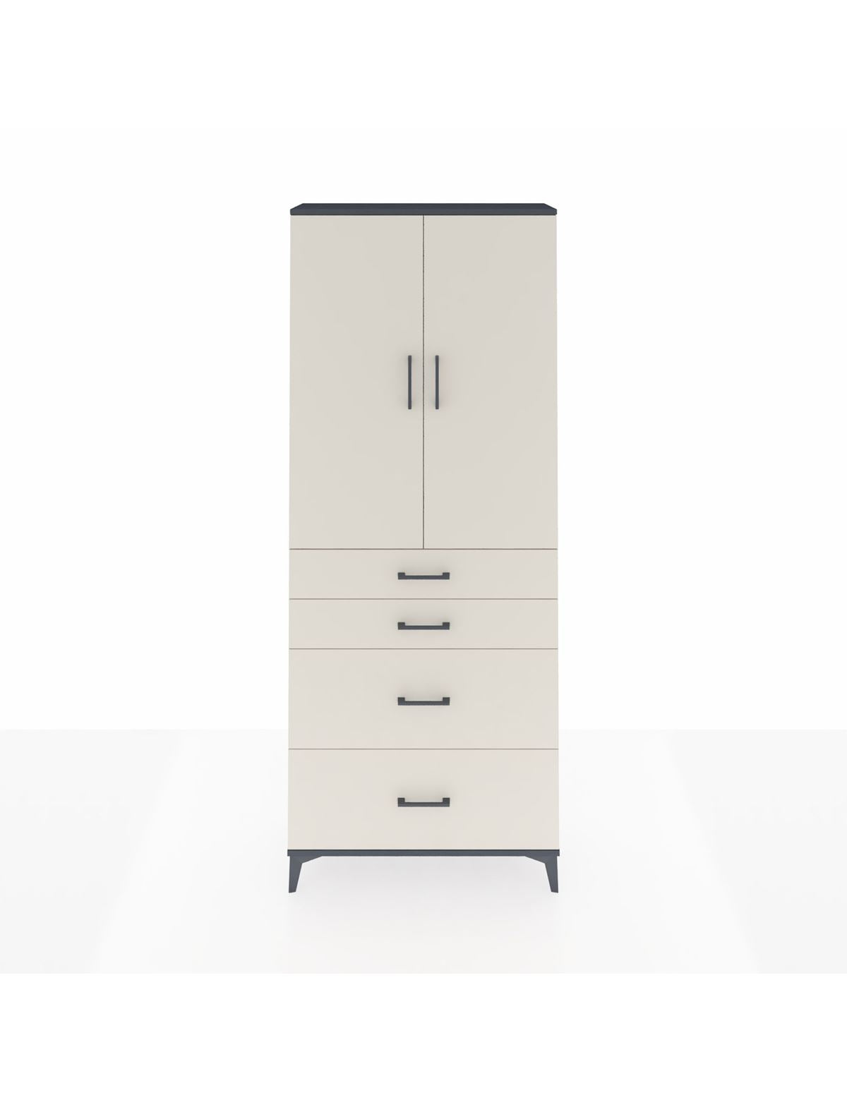 Arges Dolap 2 Raflı 4 Çekmeceli 2 Kapaklı 88x30x221 Antrasit-Aytaşı