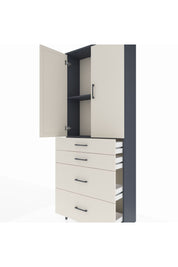 Arges Dolap 2 Raflı 4 Çekmeceli 2 Kapaklı 88x30x221 Antrasit-Aytaşı