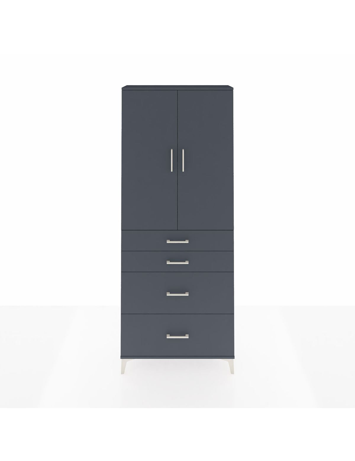 Arges Dolap 2 Raflı 4 Çekmeceli 2 Kapaklı 88x30x221 Antrasit-Antrasit