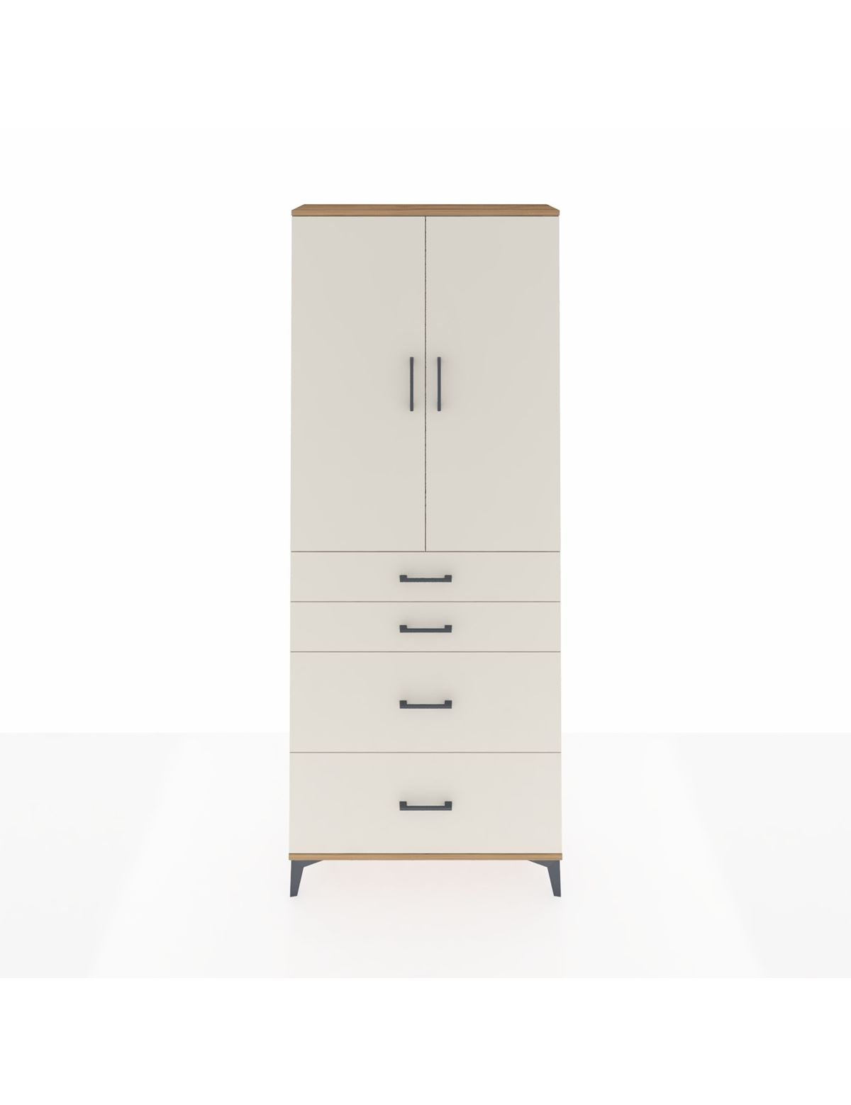 Arges Dolap 2 Raflı 4 Çekmeceli 2 Kapaklı 88x30x221 Çam-Aytaşı