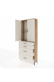 Arges Dolap 2 Raflı 4 Çekmeceli 2 Kapaklı 88x30x221 Çam-Aytaşı