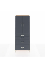 Arges Dolap 2 Raflı 4 Çekmeceli 2 Kapaklı 88x30x221 Çam-Antrasit