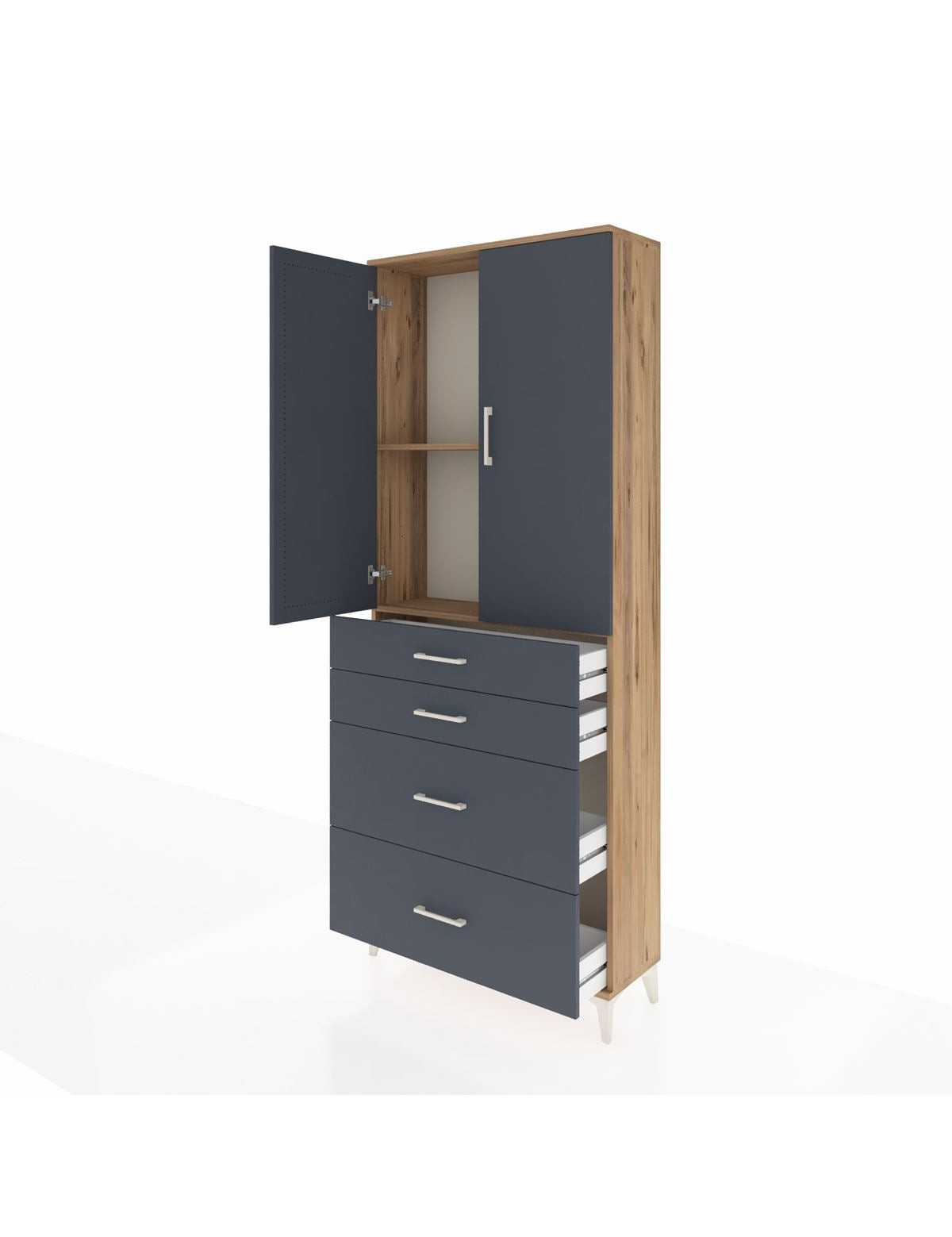 Arges Dolap 2 Raflı 4 Çekmeceli 2 Kapaklı 88x30x221 - S30M140V8A