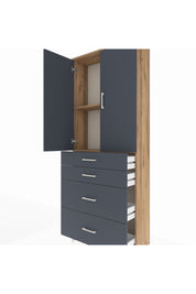 Arges Dolap 2 Raflı 4 Çekmeceli 2 Kapaklı 88x30x221 Çam-Antrasit