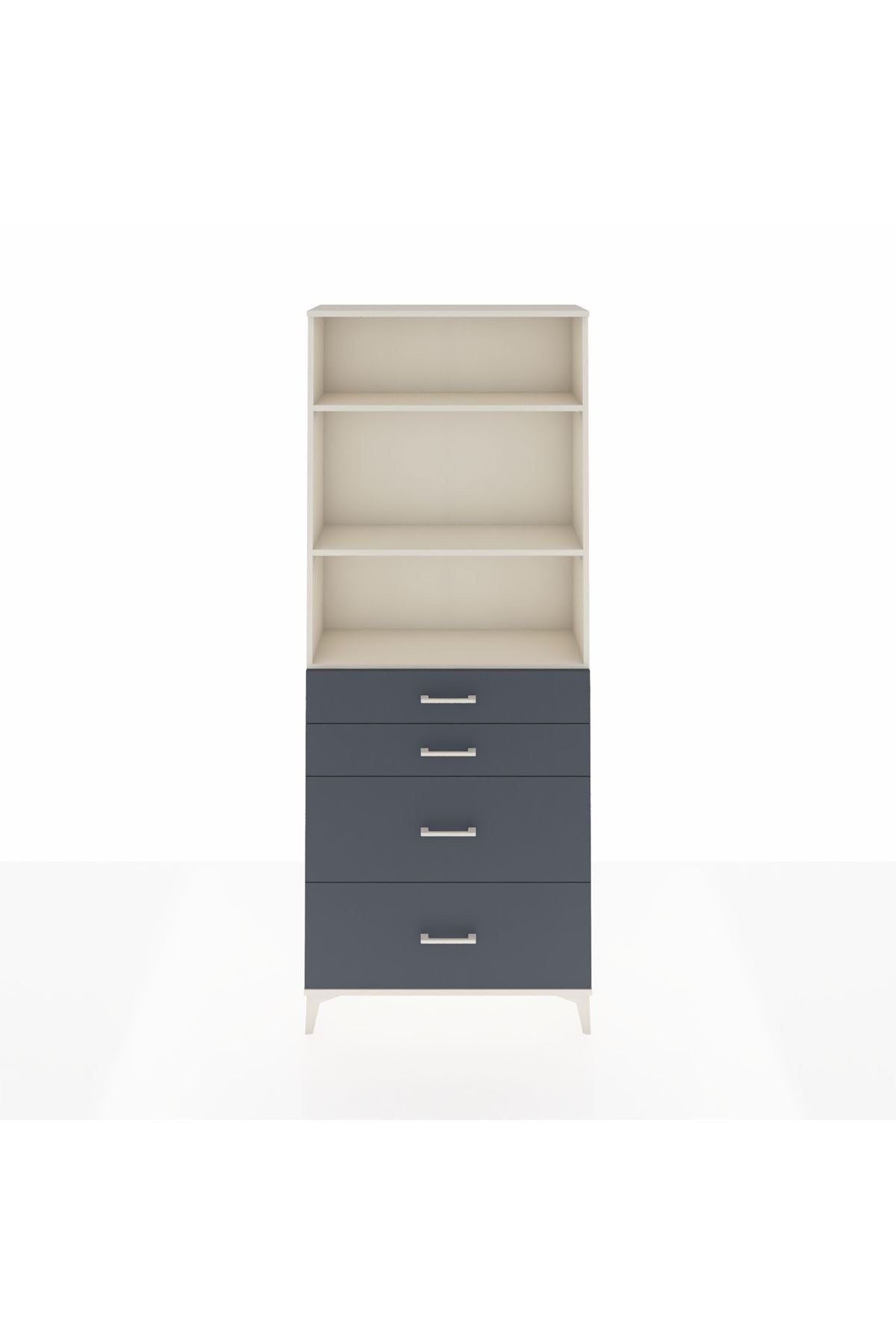 Arges Dolap 3 Raflı 4 Çekmeceli 88x30x221 Aytaşı-Antrasit