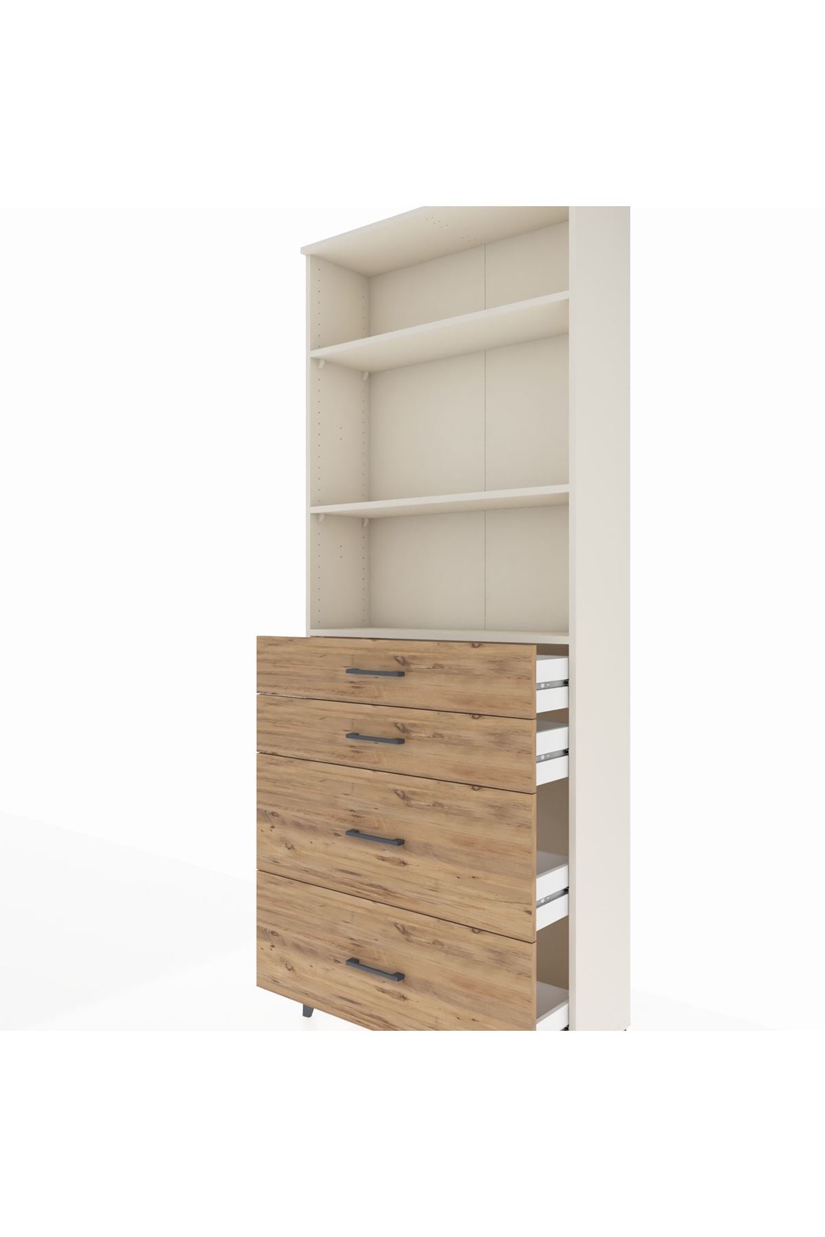 Arges Dolap 3 Raflı 4 Çekmeceli 88x30x221 Aytaşı-Çam