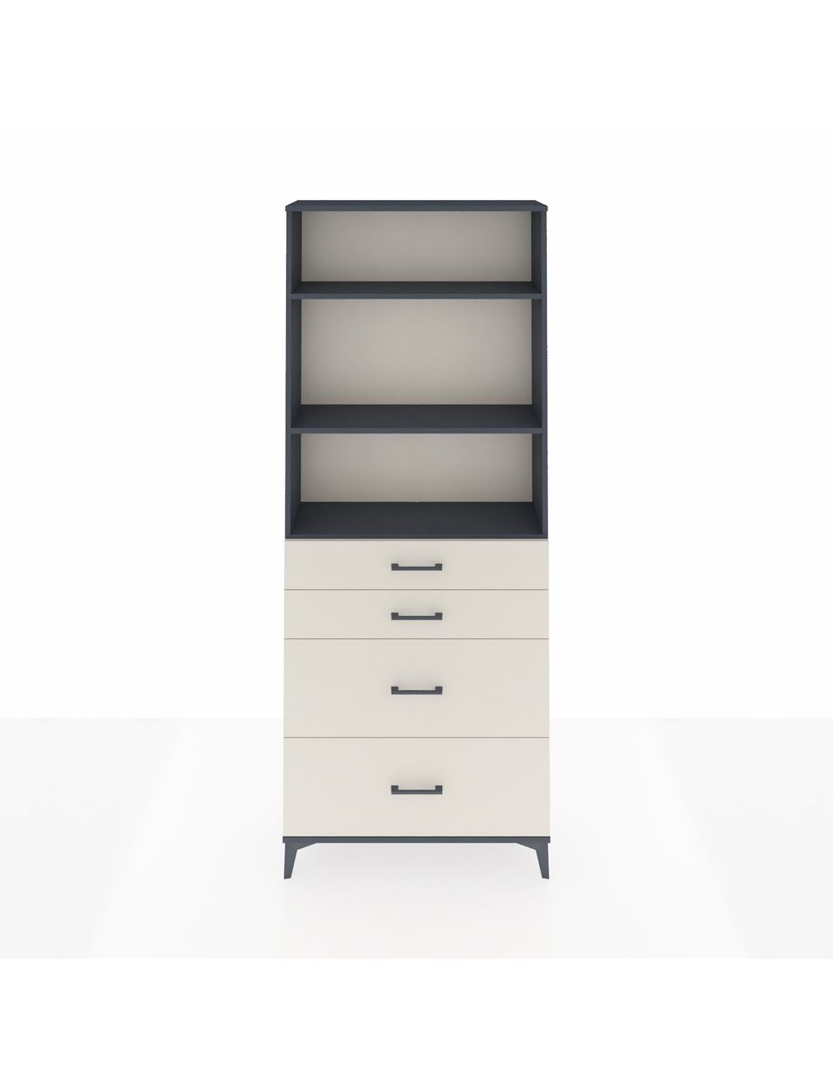 Arges Dolap 3 Raflı 4 Çekmeceli 88x30x221 Antrasit-Aytaşı