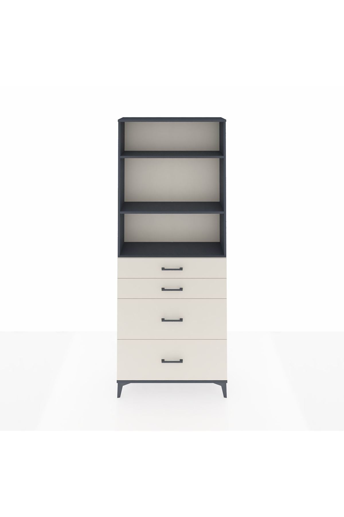 Arges Dolap 3 Raflı 4 Çekmeceli 88x30x221 Antrasit-Aytaşı