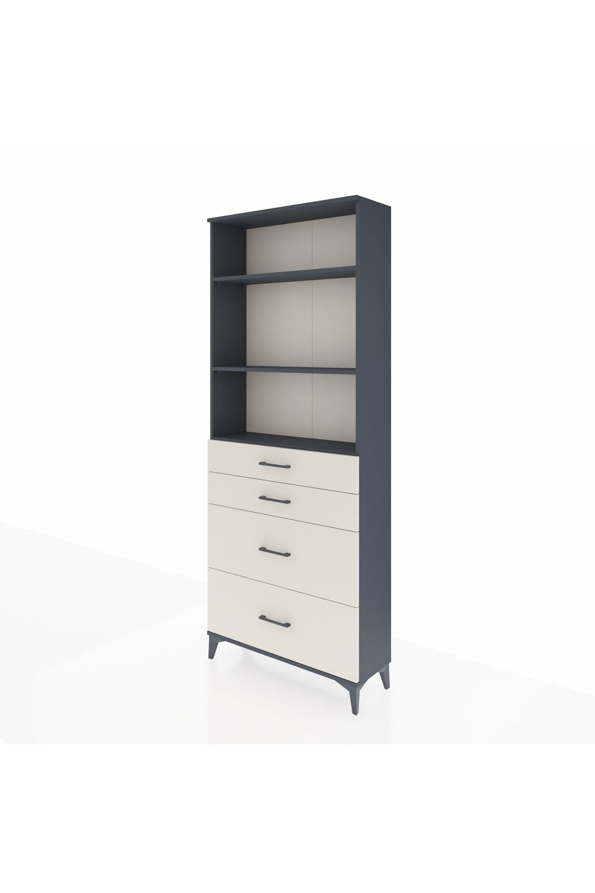 Arges Dolap 3 Raflı 4 Çekmeceli 88x30x221 Antrasit-Aytaşı