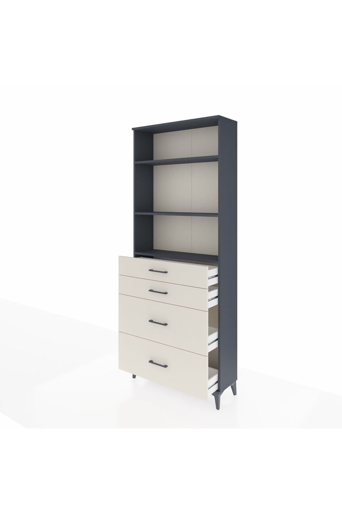 Arges Dolap 3 Raflı 4 Çekmeceli 88x30x221 Antrasit-Aytaşı