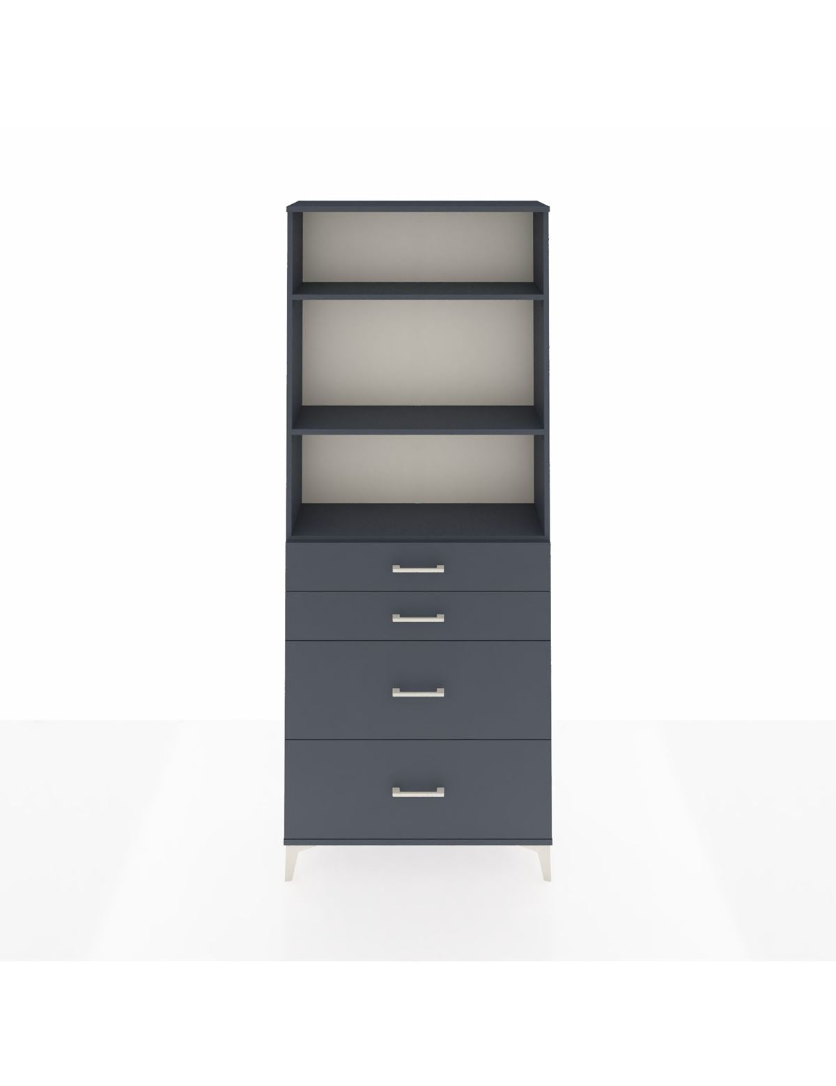 Arges Dolap 3 Raflı 4 Çekmeceli 88x30x221 Antrasit-Antrasit