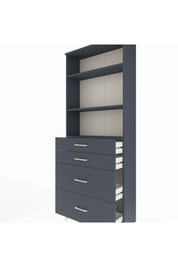 Arges Dolap 3 Raflı 4 Çekmeceli 88x30x221 Antrasit-Antrasit