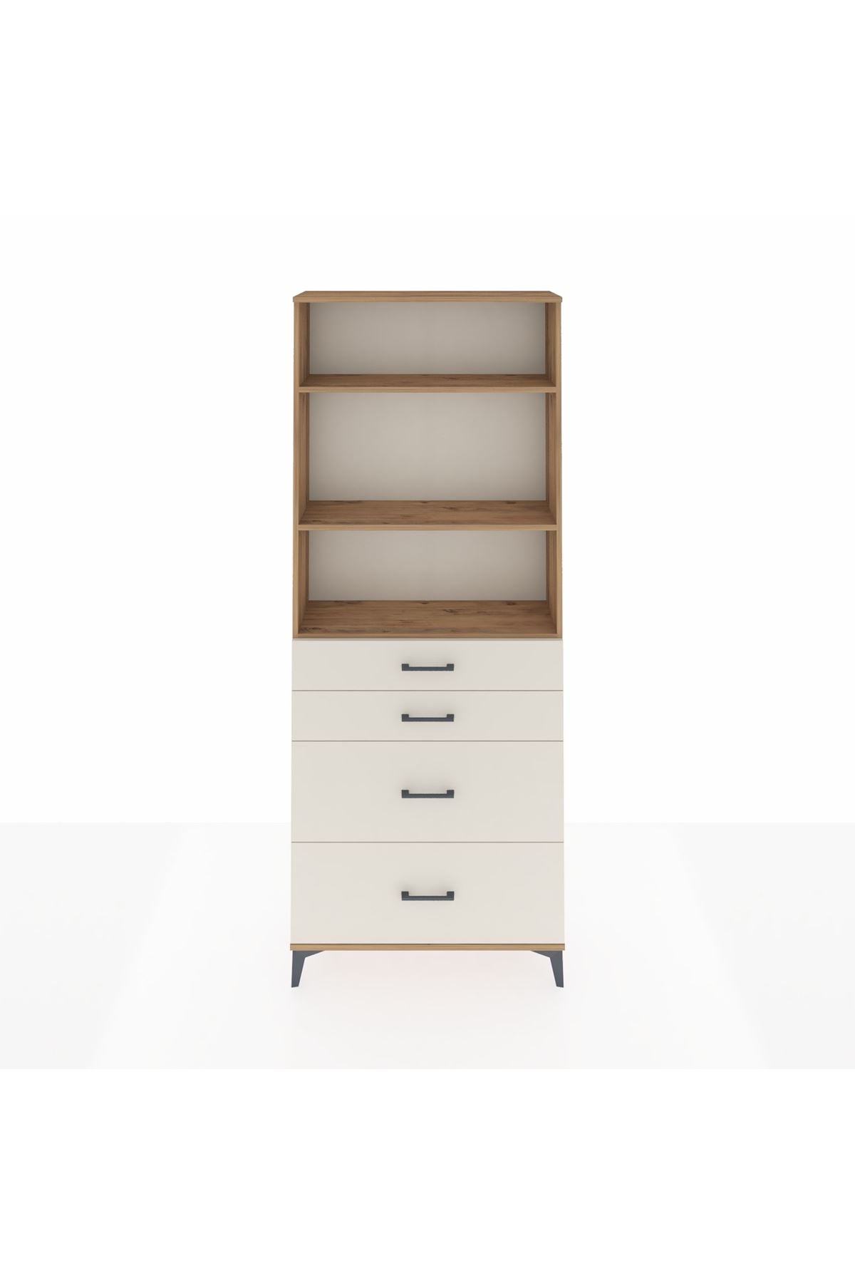 Arges Dolap 3 Raflı 4 Çekmeceli 88x30x221 Çam-Aytaşı