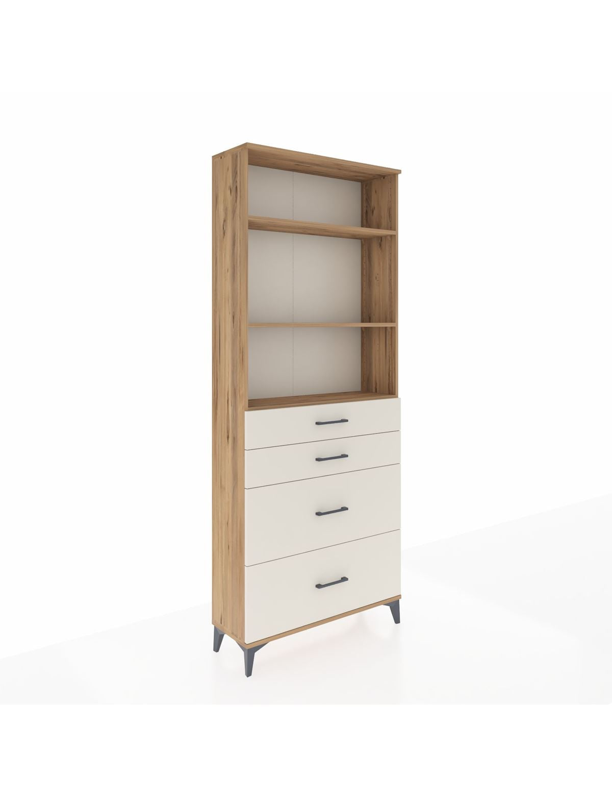 Arges Dolap 3 Raflı 4 Çekmeceli 88x30x221 Çam-Aytaşı