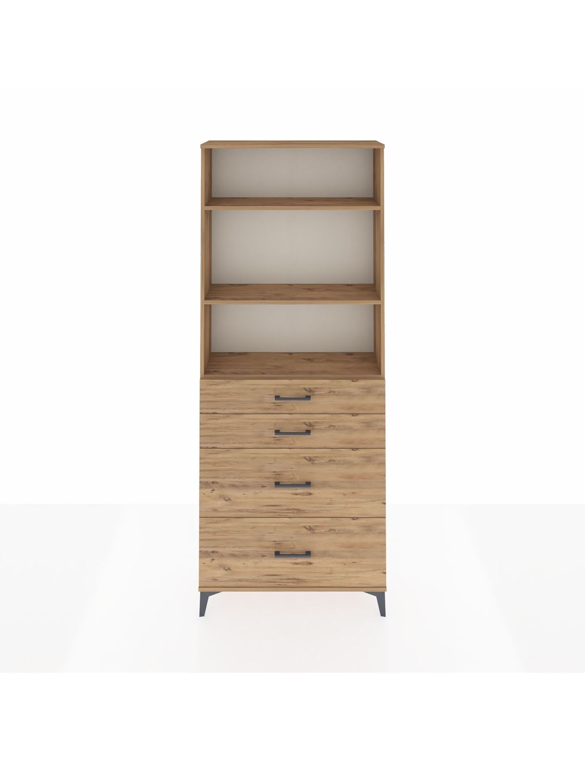 Arges Dolap 3 Raflı 4 Çekmeceli 88x30x221 Çam-Çam