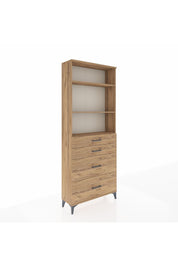 Arges Dolap 3 Raflı 4 Çekmeceli 88x30x221 Çam-Çam