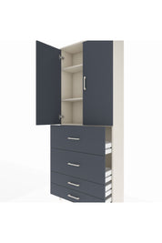 Arges Dolap 3 Raflı 4 Çekmeceli 2 Kapaklı 88x30x221 Aytaşı-Antrasit